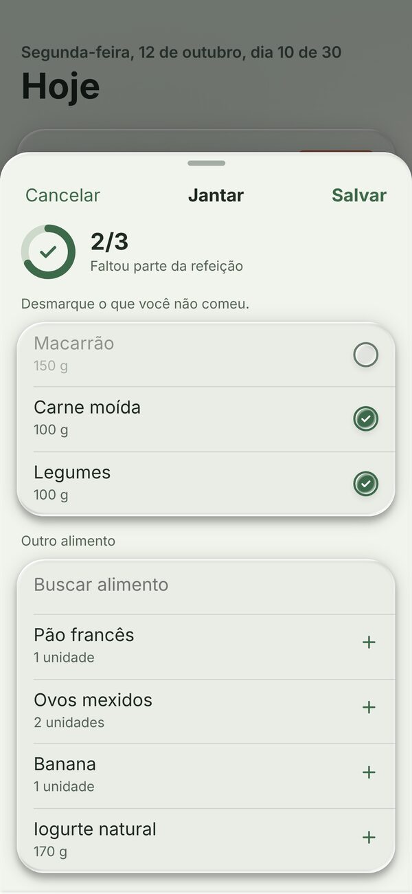 Tela Troquei: desmarque o que não comeu